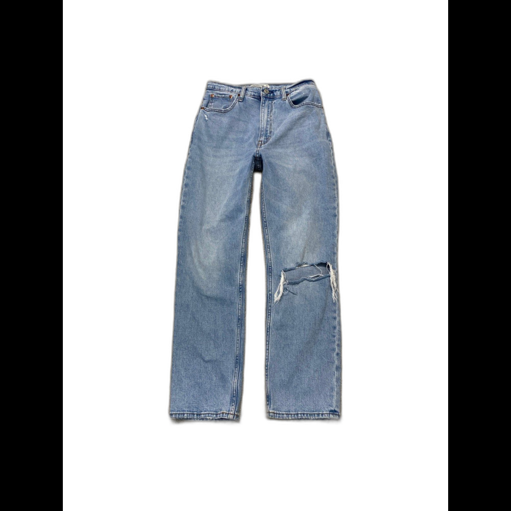 Abercrombie & Fitch The Ankle Straight Ultra High Rise Curve Love Distressed 27